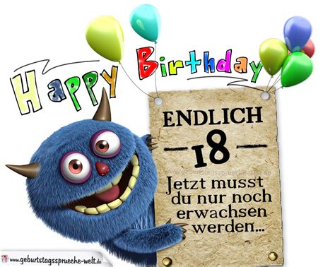 sprüche zum 18 geburtstag witzig kurz|glückwünsche zum 18 geburtstag.